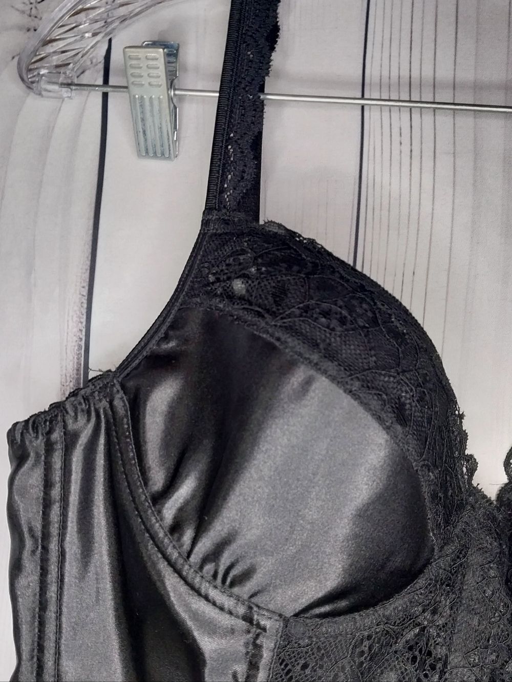 Lover's Lane Black Lace Satin Vintage Style Gothic Grunge Y2K 90's Corset Top - Picture 3 of 7